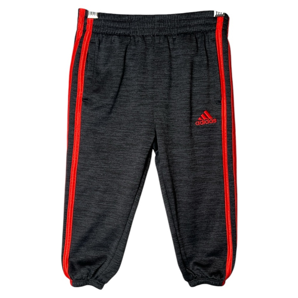 Toddler Boy adidas Melange Fleece Jacket and Pants Set in Gray and Red, Size 2T - Picture 5 of 8